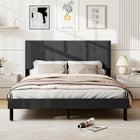 Dreamade Queen Bed Frame Linen Upholstered Platform Bed with Button Tufted Headboard