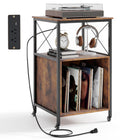 Dreamade Record Player Stand with Charging Station Rolling 3-Tier Turntable Stand