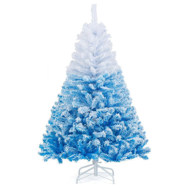 Dreamade Snow Flocked Christmas Tree with Lush Branch Tips & Foldable Metal Stan ( Blue Gradient & White )
