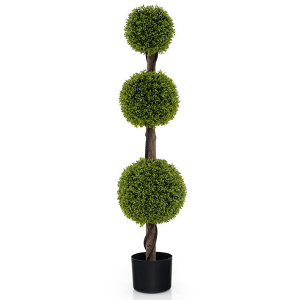 Dreamade 4ft Artificial Boxwood Topiary Ball Tree, Faux Potted Plants Cypress Tree with Weighted Pot