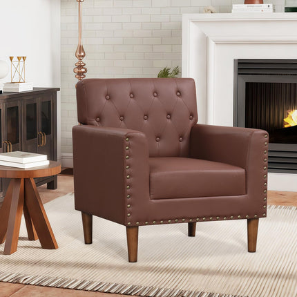 Dreamade Mid Century Modern Accent Chair with Button Tufted Decoration and Rivets