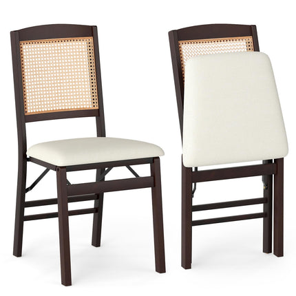 Dreamade Folding Dining Chairs Set of 2/4 Rubber Wood Chairs with Linen Padded Seat
