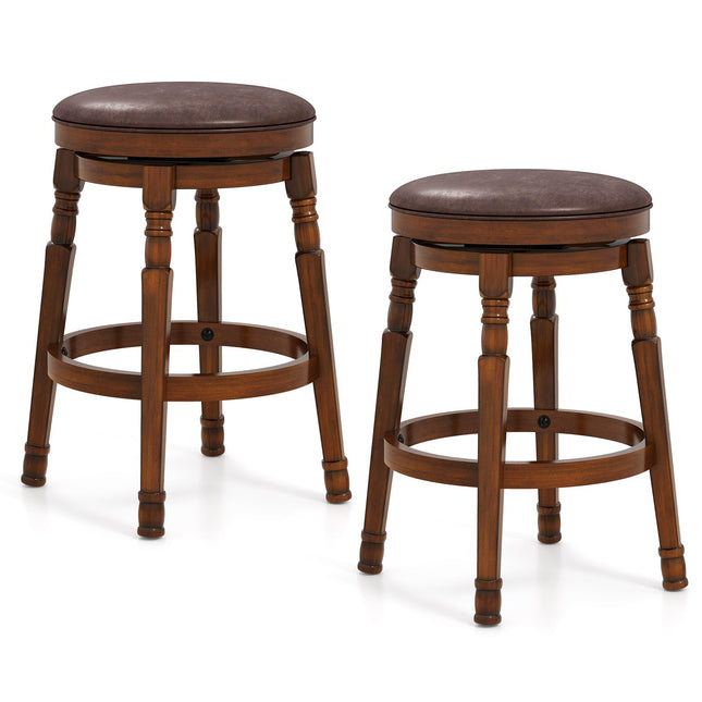Dreamade Swivel Bar Stools Set with Faux Leather Padded Seat