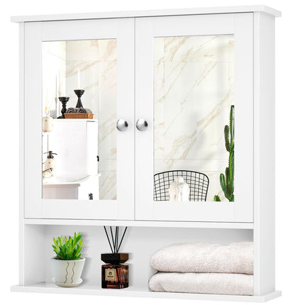 Dreamade Medicine Cabinet, Bathroom Wall Cabinet with 2 Mirrored Doors, Adjustable Shelf
