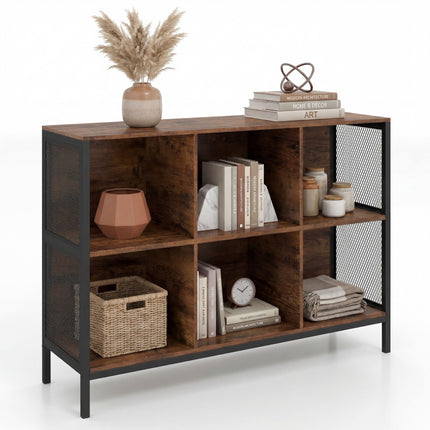 Dreamade Industrial Accent 42" Wide Bookcase with 6 Cubes