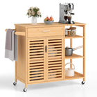 Dreamade Bamboo Kitchen Island Cart with Drawer and Storage Cabinet