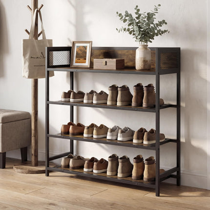 Dreamade 4-Tier Industrial Shoe Storage Organizer with Heavy Duty Metal Frame