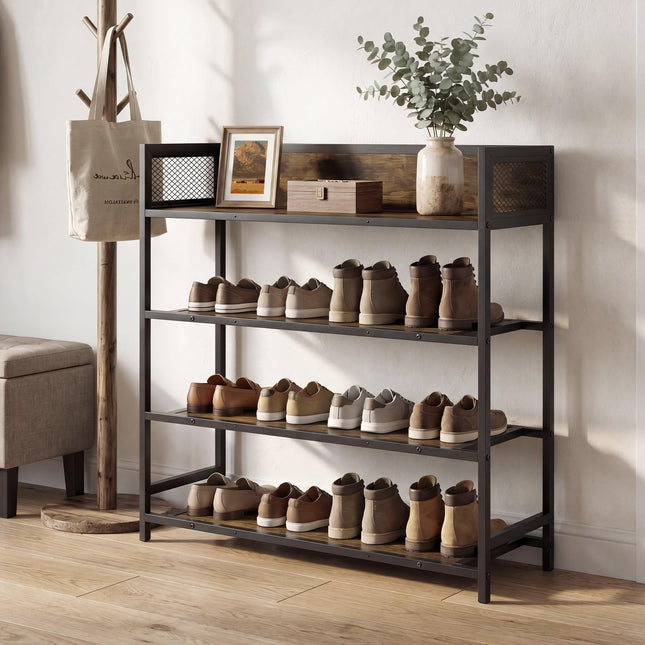 Dreamade 4-Tier Industrial Shoe Storage Organizer with Heavy Duty Metal Frame