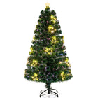 Dreamade 5ft Pre-Lit Fiber Optic Christmas Tree, Artificial Lighted Xmas Tree with 24 Warm-White Shape-Adjustable Star String Lights