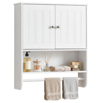 Dreamade Bathroom Wall Cabinet with Towel Bar & Adjustable Shelf