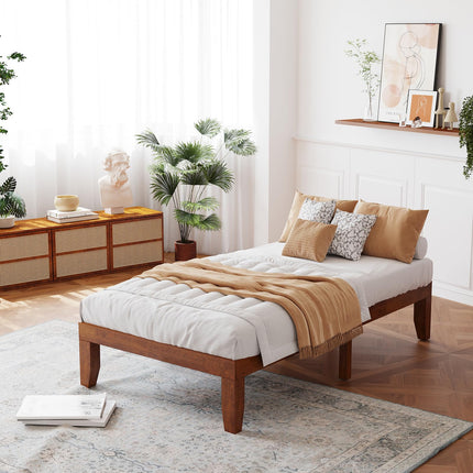 King/Queen/Full/Twin Size No Box Spring Needed 14 Inch Solid Wood Platform Bed Frame