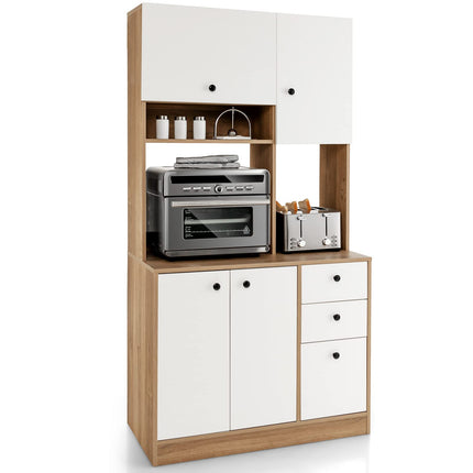 Dreamade Kitchen Pantry, Buffet Hutch with 3 Storage Cabinet, 71'' Floor Large Cupboard with 3 Deep Drawers