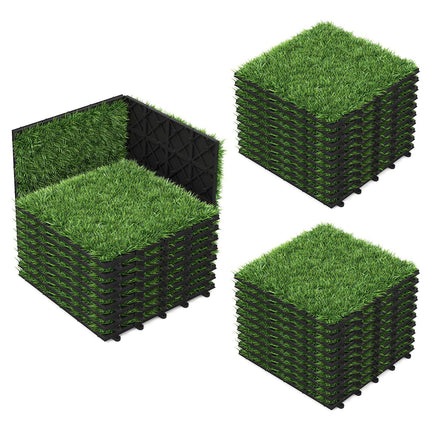 Dreamade 12” x 12” Pack of 30 Fake Grass Turf Tiles Set