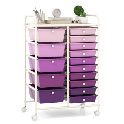 Dreamade 15-Drawer Organizer Cart Office School Rolling Storage Cart