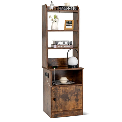 Dreamade Nightstand with Charging Station - 55" Tall Bedside Table
