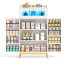 Dreamade Sideboard Buffet Cabinet with LED Light Power Outlet, 2-Door Food Pantry Cabinet