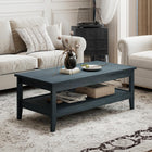 Dreamade Farmhouse Coffee Table Rustic Cocktail Center Table with Thickened Tabletop