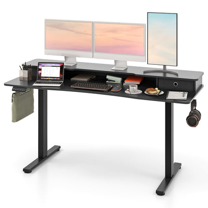 Dreamade Electric Standing Desk with 2 Drawers, 63" x 24"