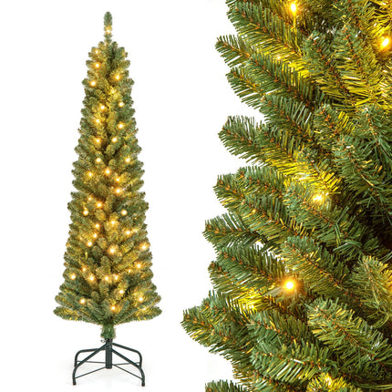 Dreamade Pre-Lit Slim Pencil Christmas Tree Slender Holiday Tree for Home Office Decoration