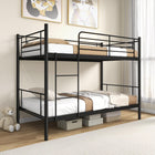Dreamade Bunk Bed Twin Over Twin, Metal Bunk Bed Frame w/Built-in Ladder, Safety Guardrail