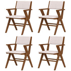 Dreamade Wooden Dining Chairs Set, Linen Fabric Upholstered Kitchen Chairs w/Armrests, Rubber Wood Frame