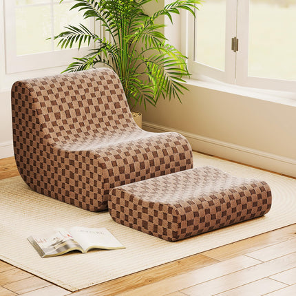 Dreamade Bean Bag Chair with Ottoman Comfy Lazy Sofa Chair with One-Piece Foam Filling