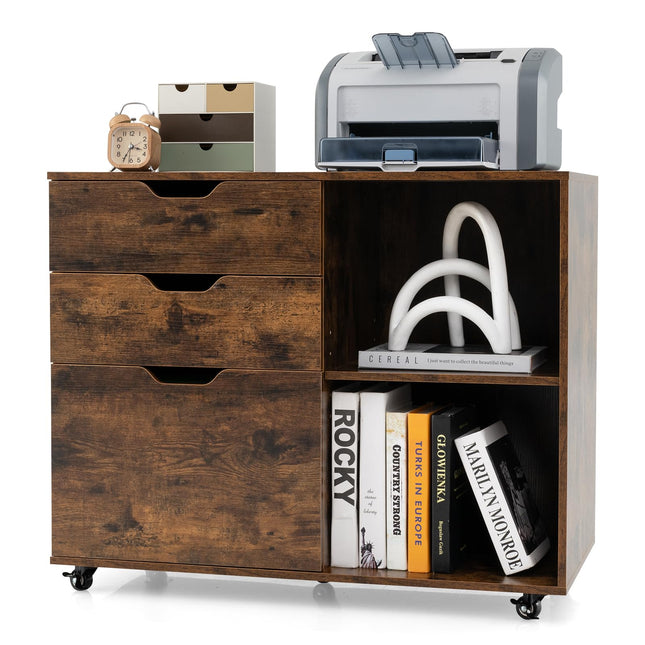 Dreamade 3 Drawer File Cabinet, Office Storage Cabinet Fits Files Letter, A4, Legal Size