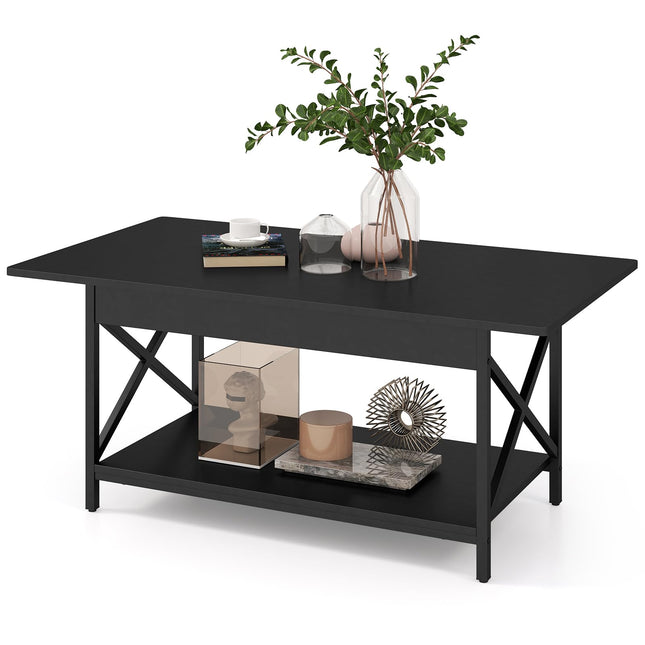 Dreamade 2 Tier Coffee Table with Storage Shelf
