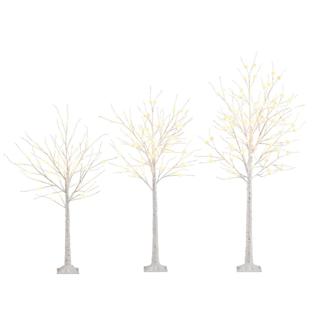 Dreamade 4/5/6 FT Pre-Lit Artificial Christmas Trees with 216 Warm White LEDs ( Set of 3 )