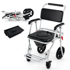 Dreamade Bedside Commode Wheelchair for Toilet - Foldable Shower Chair with Arms, Lockable Casters