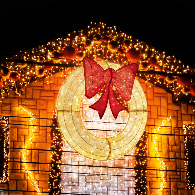 Dreamade 48 Inch Pre-Lit Christmas Wreath, Indoor/Outdoor Xmas Decoration with 200 LED Lights