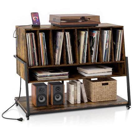 Dreamade large Record Player Stand with Charging Station