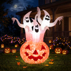 DREAMADE 6FT Lighted Halloween Inflatable Pumpkin & 3 Ghosts Combo