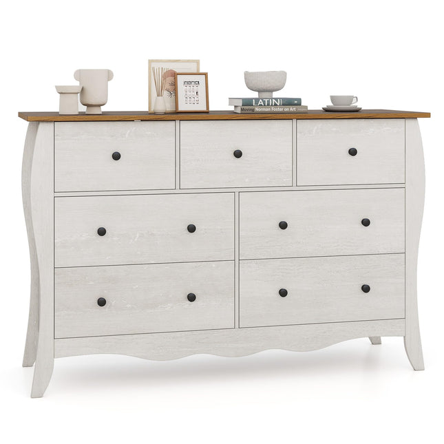 Dreamade Storage Cabinet with Foldable & Detachable Fabric Drawers, Anti-Tipping Kit, 47” x 15” x 30.5” Farmhouse Floor Cabinet