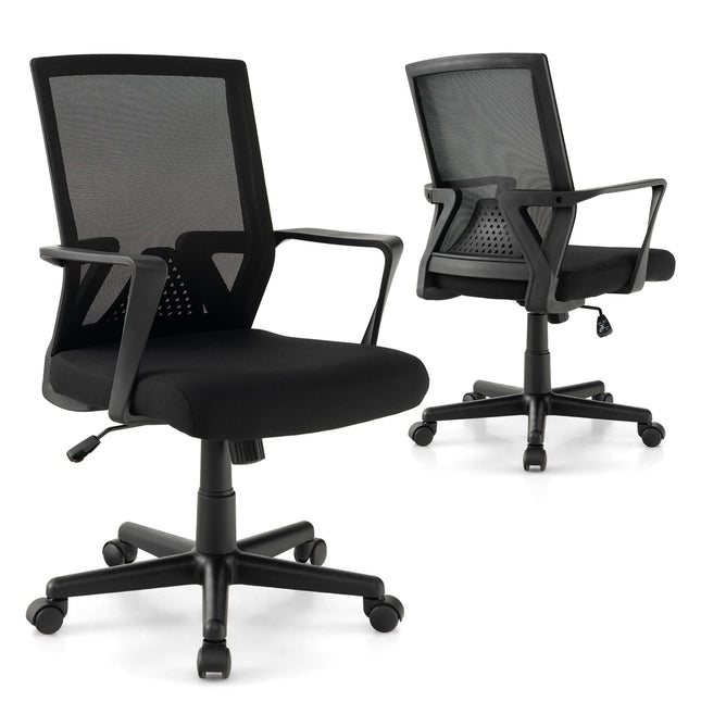 Dreamade Office Desk Chair with Lumbar Support, Ergonomic Mesh Office Chair with Wheels and Armrests