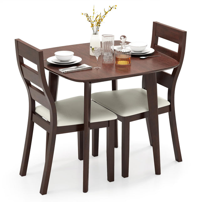 Dreamade Wooden Square Kitchen Table and 2 Chairs with Padded Seat