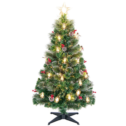 Dreamade Pre-Lit Fiber Optic Christmas Tree, Artificial Snowy Xmas Tree with Warm White LED Lights