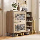 Dreamade Shoe Cabinet with Flip & Slide Doors, Shoe Storage Cabinet with Adjustable Cube Shelves(Decorative Doors)