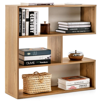 Dreamade 3-Tier Bookshelf, Wooden Concave Bookcase for Small Space, Modern Freestanding Display Storage Shelves