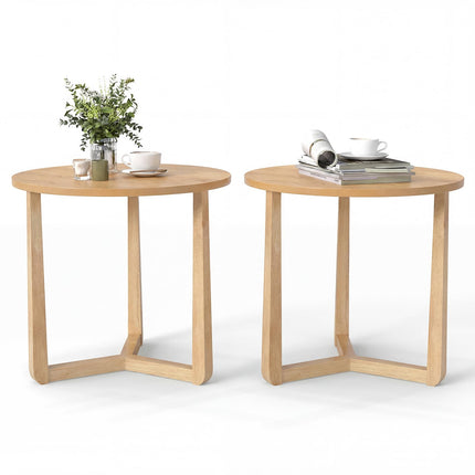 Dreamade Round Side Table Set of 1/2 Compact Accent Bedside Night Stand for Living Room Bedroom