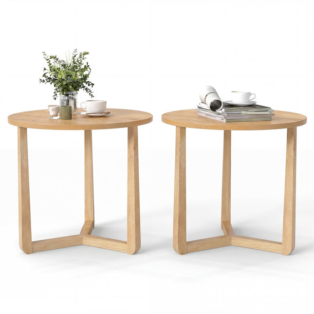 Dreamade Round Side Table Set of 1/2 Compact Accent Bedside Night Stand for Living Room Bedroom