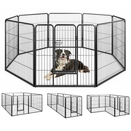 Dreamade Dog Playpen Outdoor 32" H - 8/16 Panels Metal Pet Fence for Medium Dogs, Heavy Duty Dog Pen Exercise Fence with Door