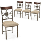 Dreamade Upholstered Dining Chair Set, Vintage Metal Dining Chairs with Soft Padded Seat Cushion