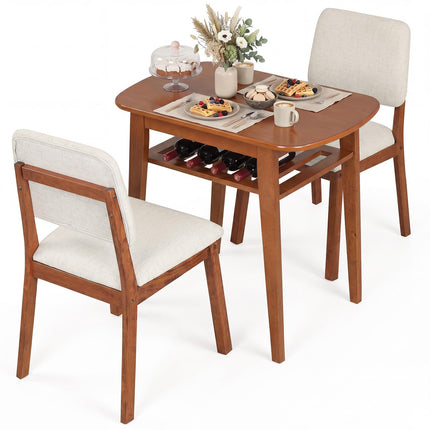 Dreamade Space Saving Kitchen Table and Chairs Set w/Rubber Wood Frame