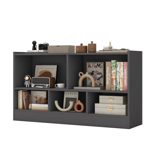 Dreamade 5-Cube Bookcase, Freestanding 3-Tier Bookshelf with Spacious Top & Raised Base
