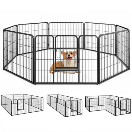 Dreamade Dog Playpen Outdoor 24" H - 8/16 Panels Metal Pet Fence for Puppies Small Dogs, Portable Dog Fence for Yard Garden RV Camping