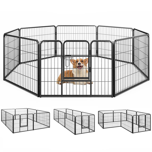 Dreamade Dog Playpen Outdoor 24" H - 8/16 Panels Metal Pet Fence for Puppies Small Dogs, Portable Dog Fence for Yard Garden RV Camping