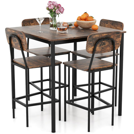 Dreamade 5-Piece Dining Table Set W/Counter Height Table & 4 Bar Stools