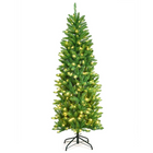 Dreamade 6ft Pre-lit Artificial Christmas Tree, Hinged Fir Pencil Christmas Tree with 250 LED Lights - DreamadeUS