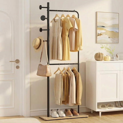 Dreamade Double Rods Clothes Hanging Rack for Entryway